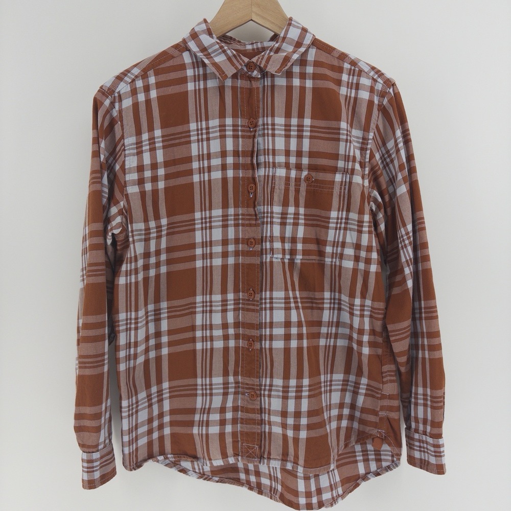 REI Co-Op Women Long Sleeve Flannel Button Up Shirt Size Small Plaid  M071 -28